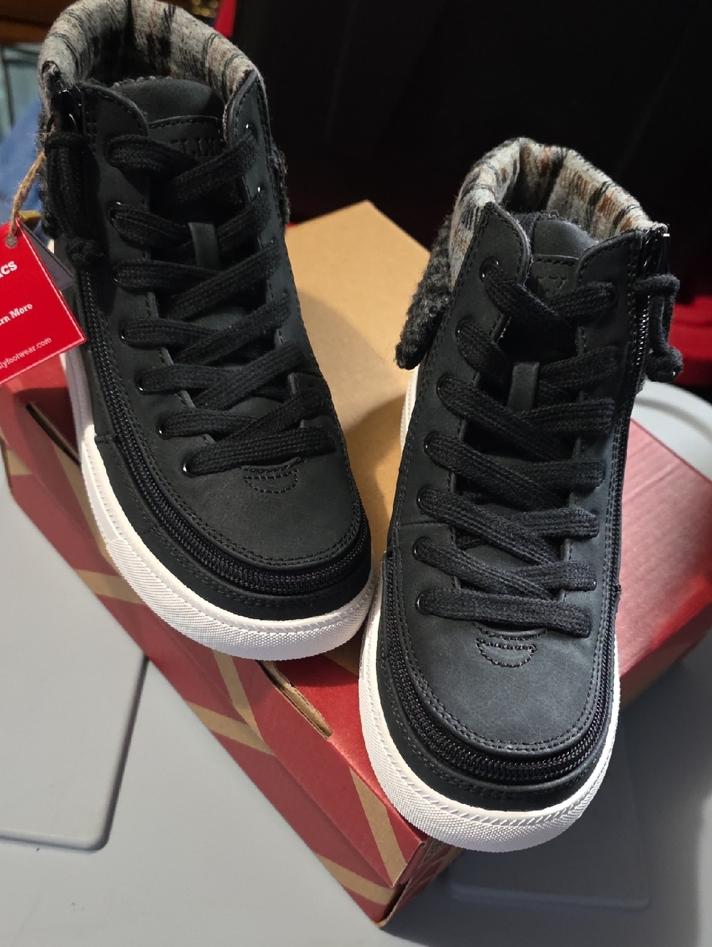 Kids Black High-Top Sneakers with White Sole